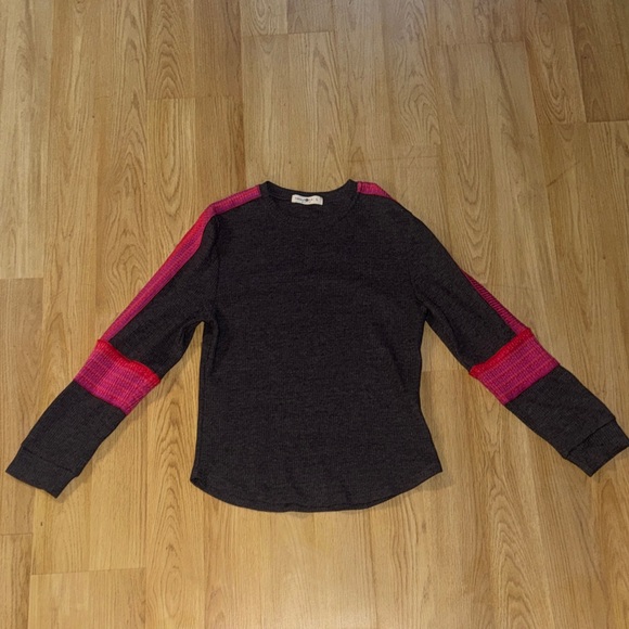 Natural Life Size Large London Trim Top Women's Gray Pink Long Sleeve Top shirt - Picture 10 of 15